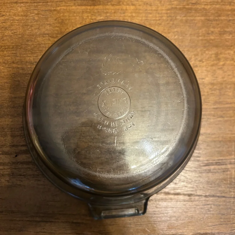 Pyrex Vintage Blue Flameware 835-B Clear Glass Saucepan Bowl